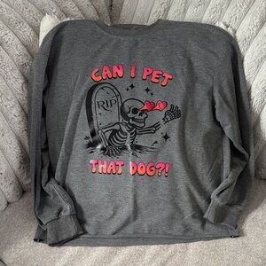 SHEIN Can I Pet That Dog? Graphic Sweatshirt - Gray with Pink Accents